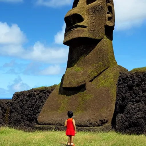 Image similar to rapa nui moai by studio ghibli