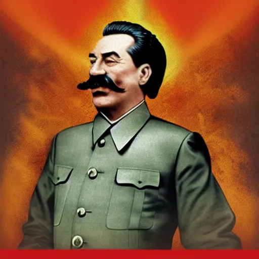 Image similar to stalin conquers world. in the style of ben fiquet