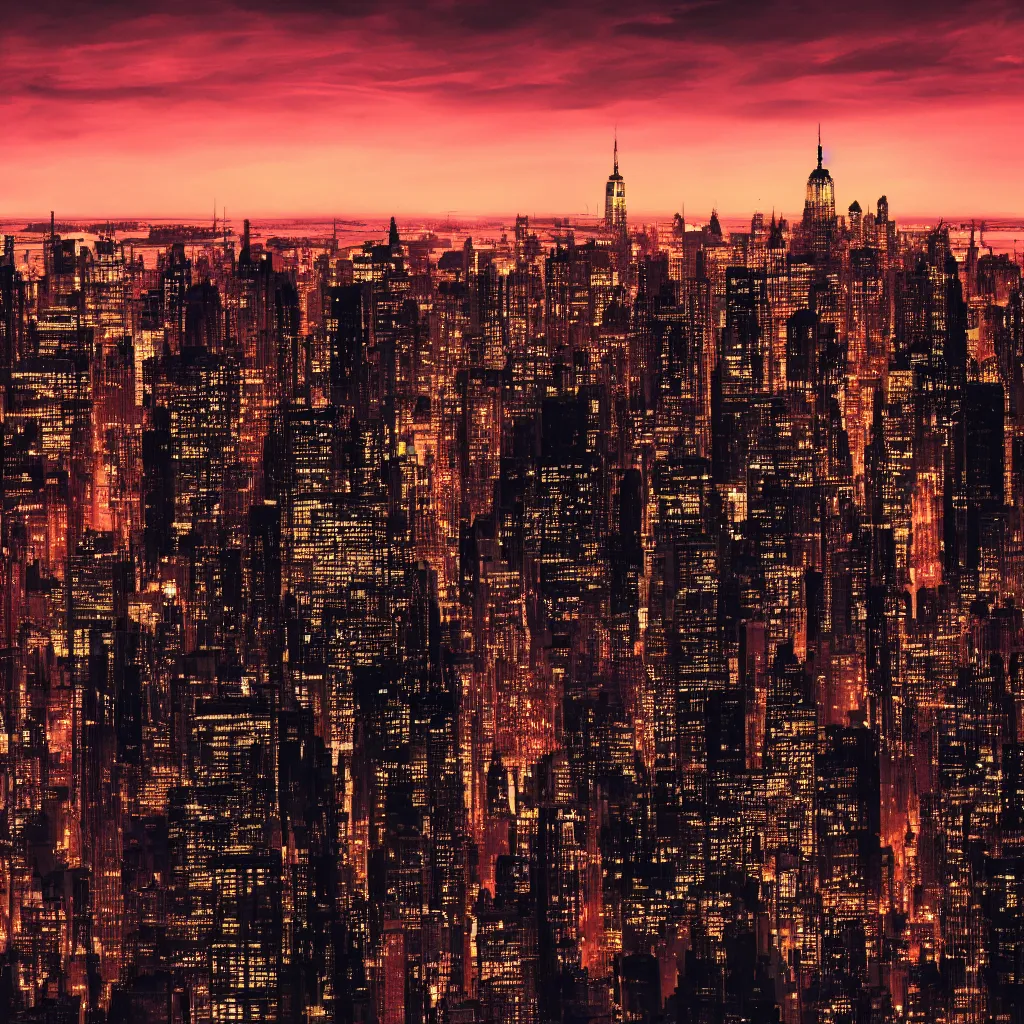 new york city skyline in the style of neo noir, | Stable Diffusion ...