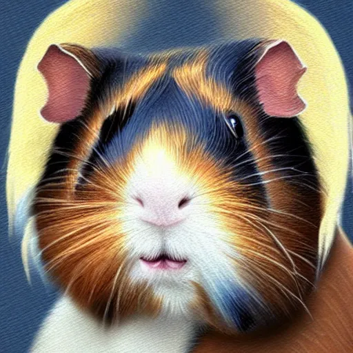 Image similar to guinea pig portrait heroic angelic realistic masterpiece artstation