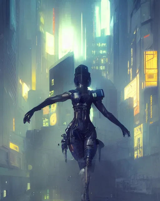 Prompt: a cyberpunk style photographer volumetric lighting, back lighting, rimlight, dramatic lighting, digital painting, highly detailed, artstation, sharp focus, illustration, Artgerm, Jean-Léon Gérôme , ruan jia