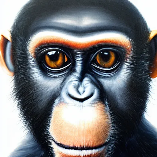 Prompt: a detailed and hyper realistic painting of a monkey wearing a black ski mask