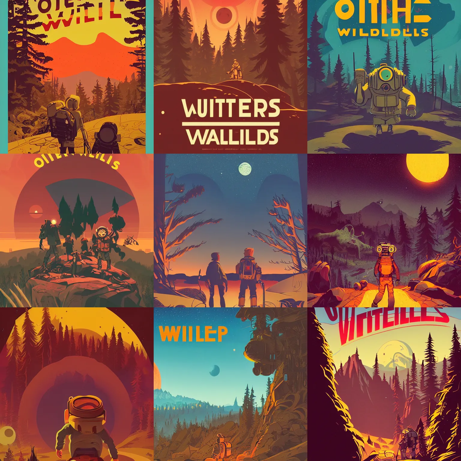 Prompt: outer wilds poster, vintage, retro, propaganda, very detailed, prophet graphic novel, ilya kuvshinov, mcbess, rutkowski, simon roy, moebius, comic book, wide shot, colorful, cinematic composition