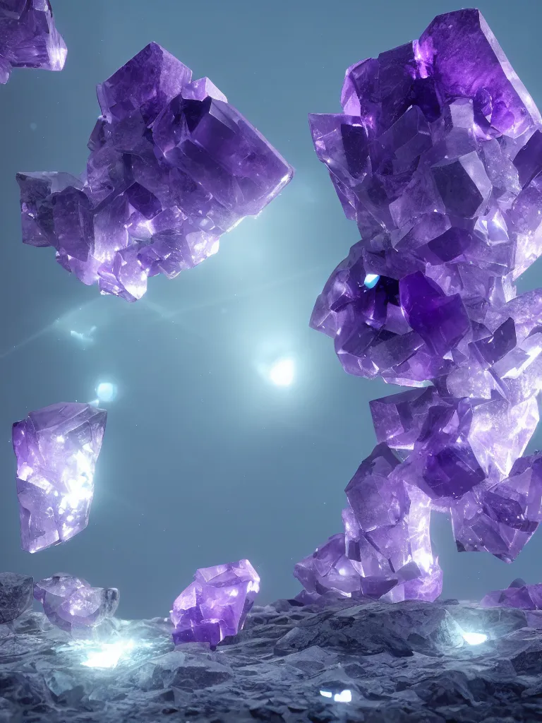 Image similar to Amethyst crystal, beeple, octane render, unreal engine