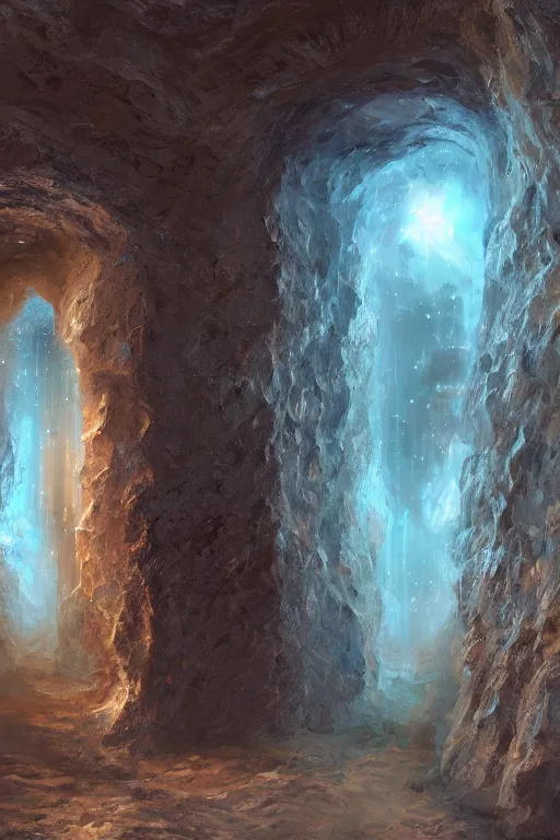 Prompt: A hyperdetailed digital oil painting of A doorway to the galaxy, Trending on ArtStation and DeviantArt