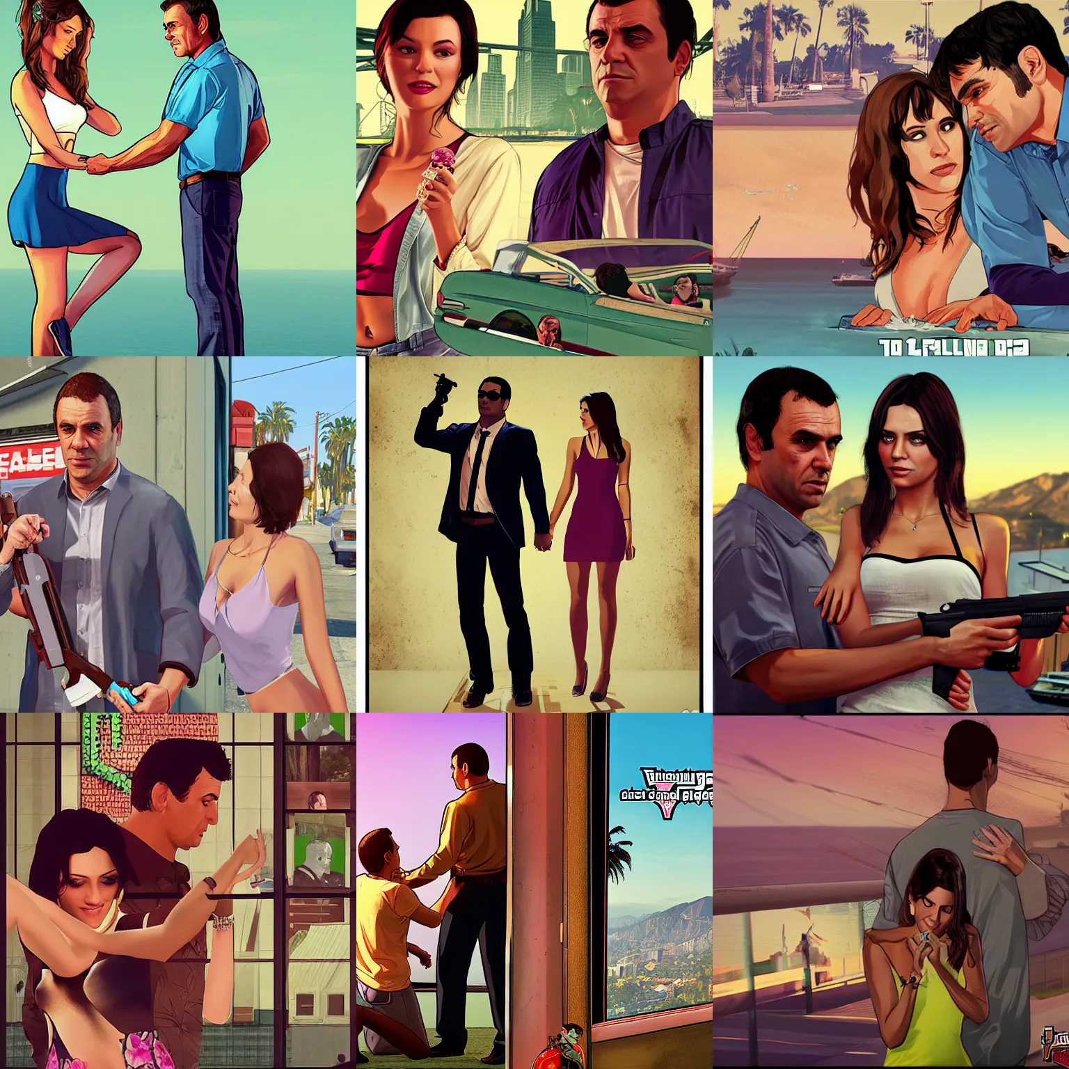 Image similar to Man proposing his girlfriend, detailed, GTA V poster
