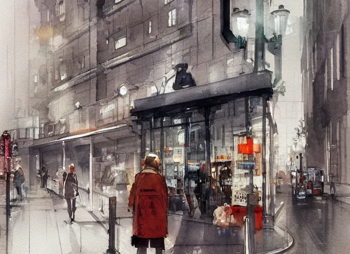 Prompt: concept art of street england city, pinterest, artstation trending, behance, watercolor, by coby whitmore, silver, laser light,