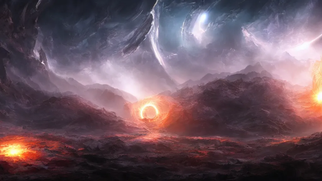 Image similar to black hole, fantasy artwork, very very very beautiful scenery, hd, hdr, ue5, ue6, unreal engine 5, cinematic 4k wallpaper, 8k, ultra detailed, high resolution, artstation, award winning