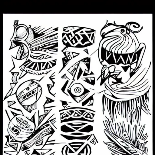 Prompt: Flash Tattoo Sheet Drawings, Abstract, Illustration, Design, Contemporary Tattoo