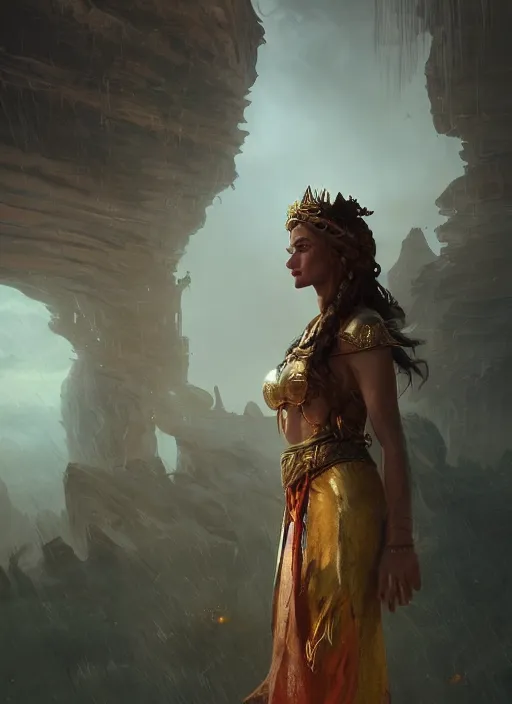 Image similar to portrait, godess of the lost kingdom, dramatic lighting, cinematic, establishing shot, extremly high detail, foto realistic, cinematic lighting, post processed, concept art, artstation, matte painting, style by eddie mendoza, raphael lacoste, alex ross