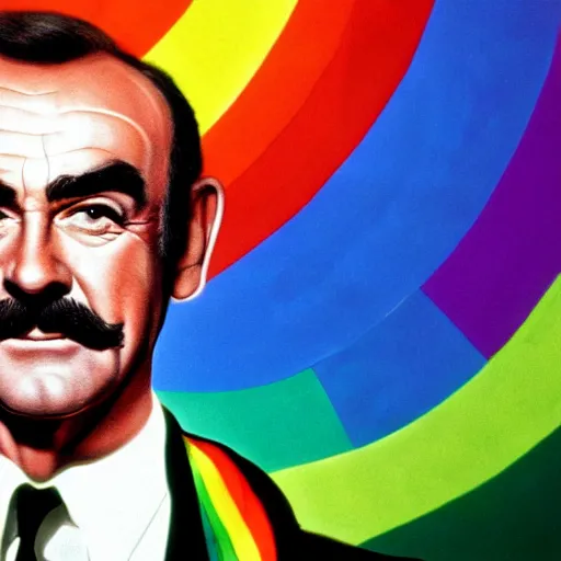 Image similar to pride rainbow portrait from a handsome sean connery