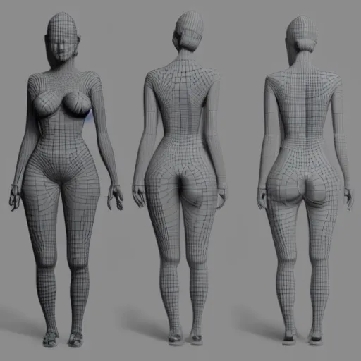 Prompt: 3D render of a woman's body, regular build