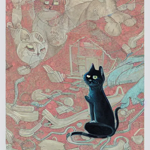 Image similar to a house cat by james jean