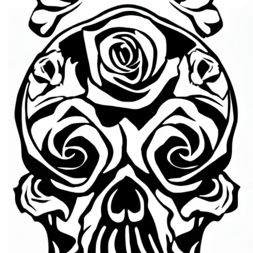 Image similar to rose n skull tattoo vector art