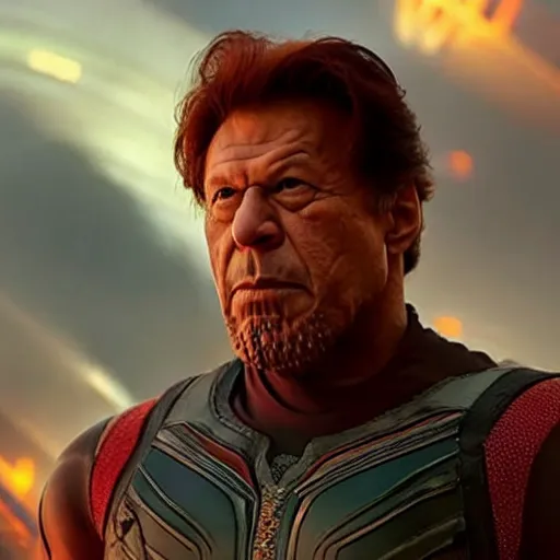 Prompt: A still of Imran Khan as Thanos