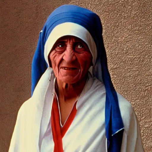 Image similar to A still of Mother Teresa as Rambo in Rambo First Blood