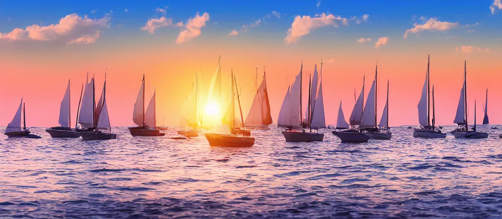 armada-of-sailing-boats-on-ocean-in-sunset-seen-from-a-stable