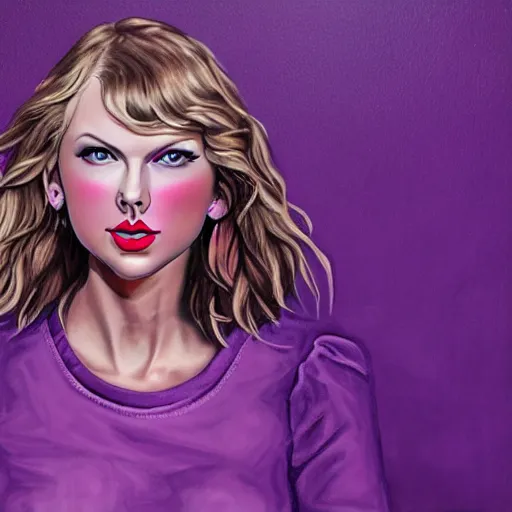 Image similar to Taylor Swift made of purple paint