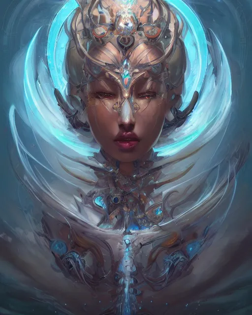 Image similar to portrait of a beautiful supernatural biomechanical emanation, by pete mohrbacher and artgerm and wlop, digital art, highly detailed, intricate, fantasy, mystical, sharp focus, Trending on Artstation HQ, deviantart, unreal engine 5, 4K UHD image