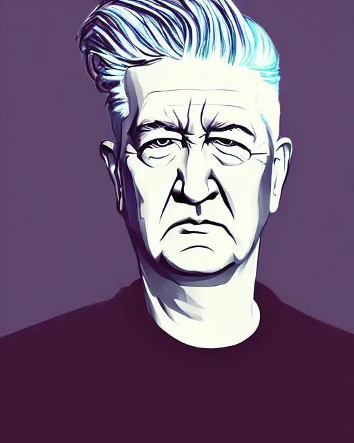 Image similar to a portrait of david lynch, anime style, ghibly, trending on artstation,