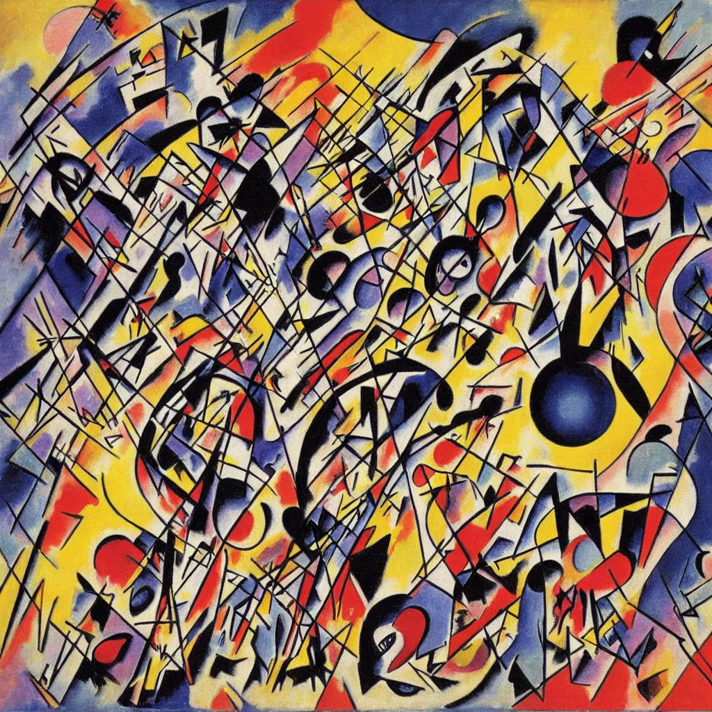 Image similar to kandinsky painting of hell