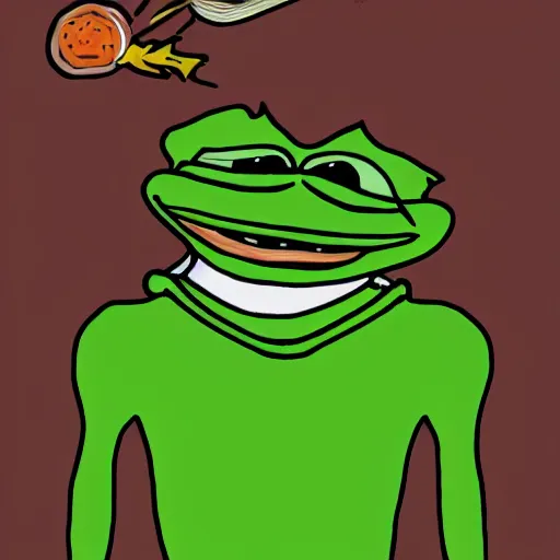 Prompt: pepe the frog smoking weed