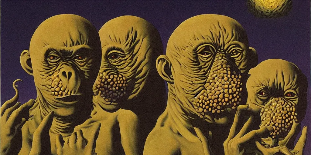 Image similar to Monkeypox Ebola Covid-19 by Richard Corben, by by René Magritte, surrealism, gothic, baroque