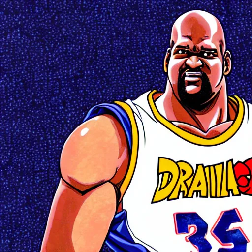 Image similar to portrait painting of shaquille o'neal, art by akira toriyama, 4 k, dragon ball artstyle, cel shaded, highly detailed, epic lighting