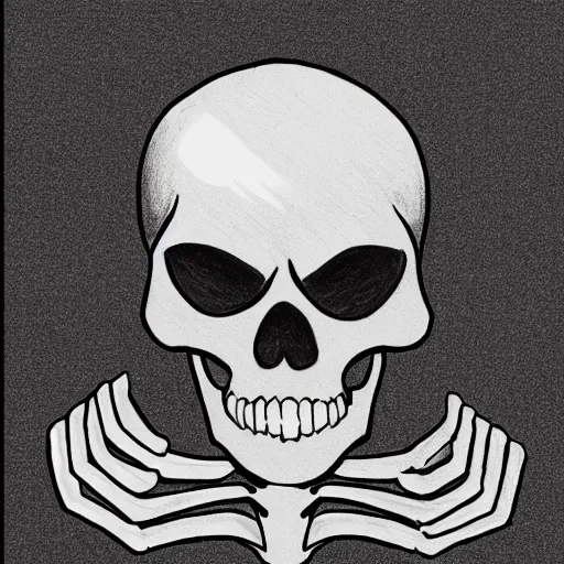 Image similar to drawing of a skeleton with the twitch pog emote