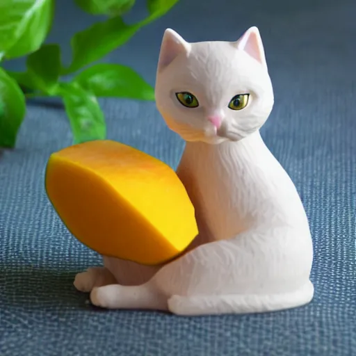 Prompt: figurine of cute cat as mango
