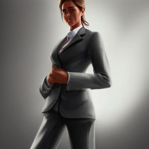 Image similar to a girl wearing a business suit, highly detailed, digital painting, artstation, concept art, smooth, sharp focus, illustration