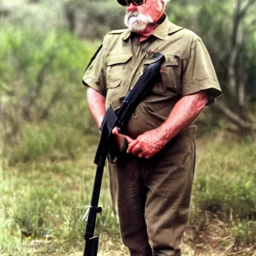 Image similar to photograph of wilford brimley as a soldier in the rhodesian bush war, award winning