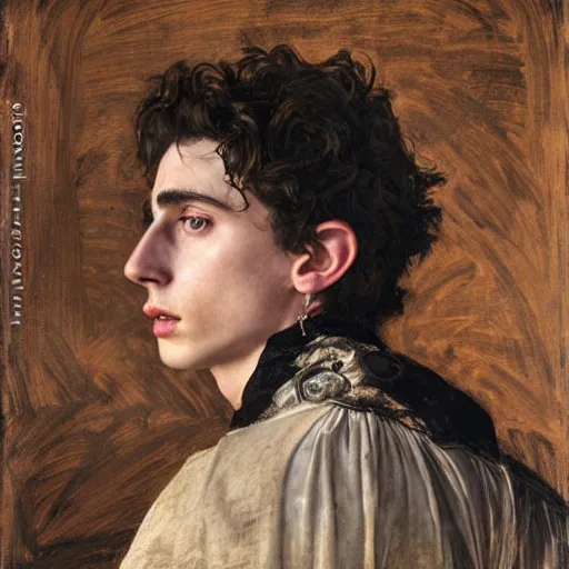 Image similar to timothee chalamet as a bandit king, god of the forge by edgar maxence and caravaggio and michael whelan and delacroix