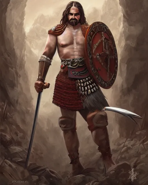 Image similar to ultrarealistic illustration of barbaric spanish conquistador, symmetrical, by daniel zrom and studio ghibli and artgerm