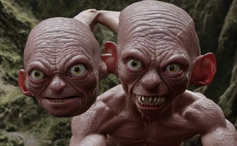 Image similar to very muscular Gollum, movie still