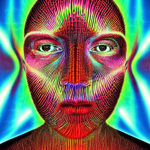 Image similar to a digital image of a face with eyes, digital art by alex grey, instagram contest winner, computer art, glitch art, dystopian art, glitchy