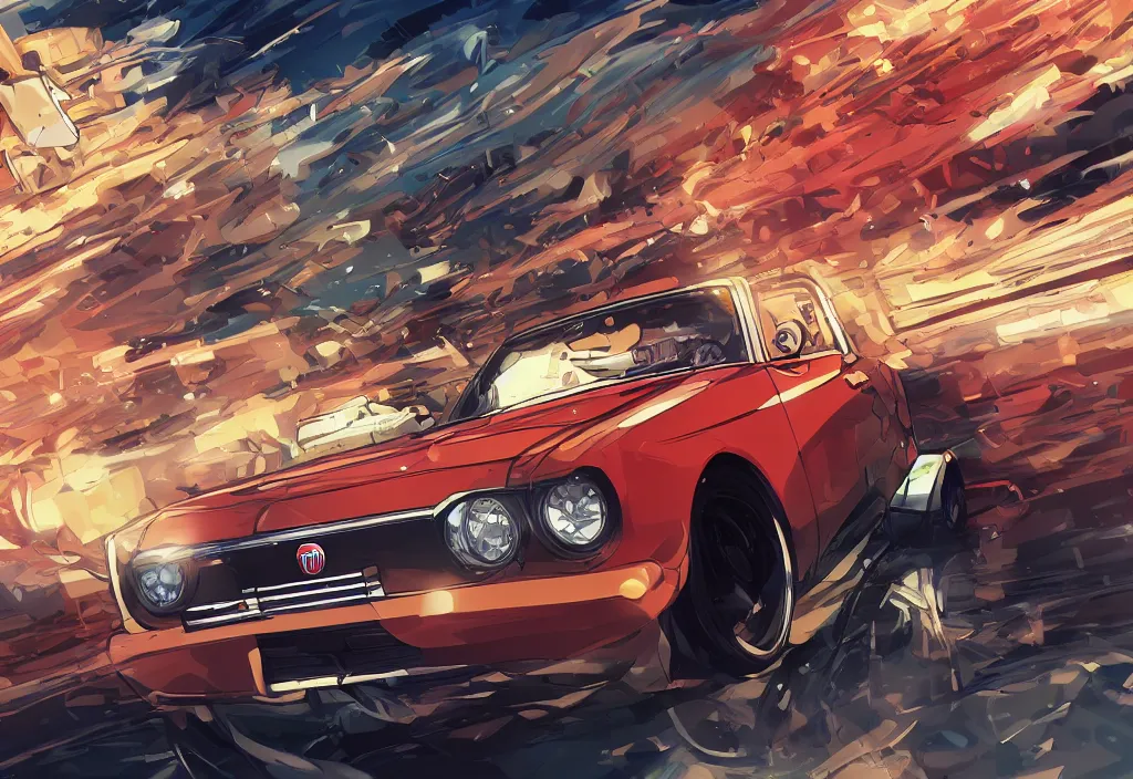 Prompt: An anime art of fiat 124, digital art, 8k resolution, anime style, wide angle