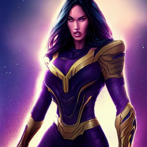 Prompt: Megan Fox as Thanos, digital art, artstation, trending