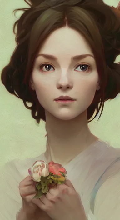 Image similar to Portrait of May from Pokemon. Beautiful digital art by Greg Rutkowski and Alphonse Mucha