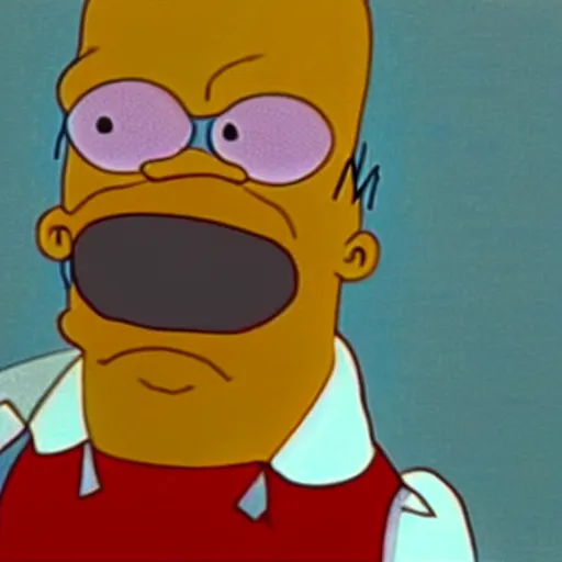 Prompt: a still of homer simpson in twin peaks ( 1 9 9 9 )
