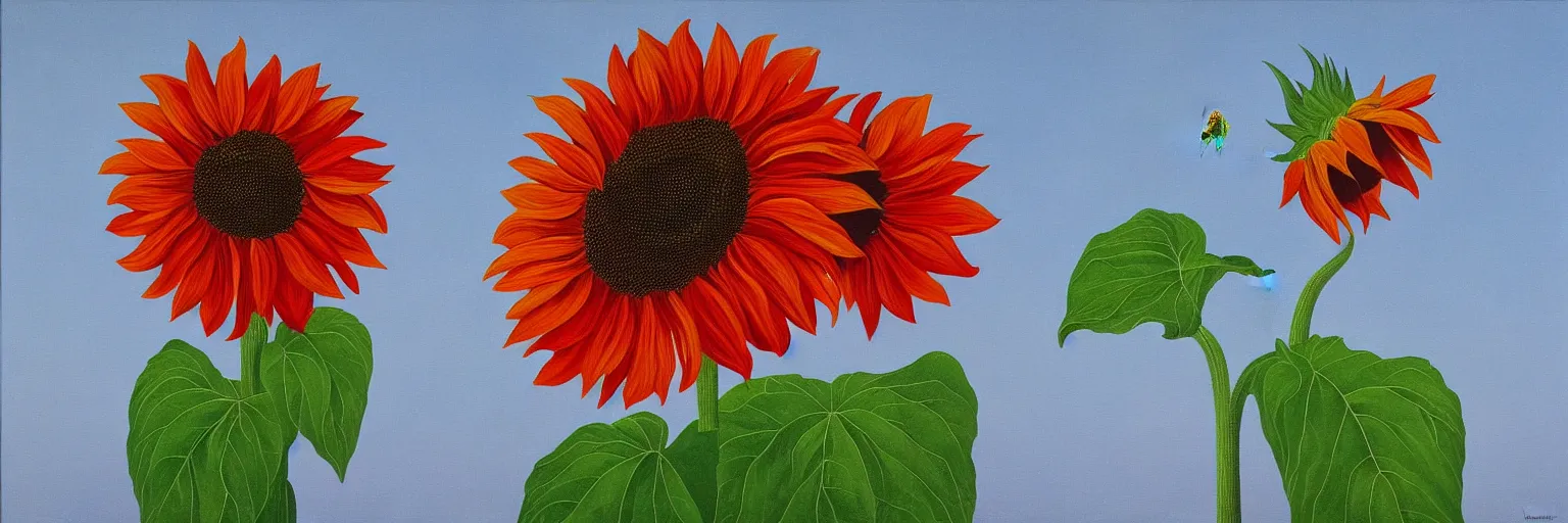 Image similar to red sunflower painting magritte