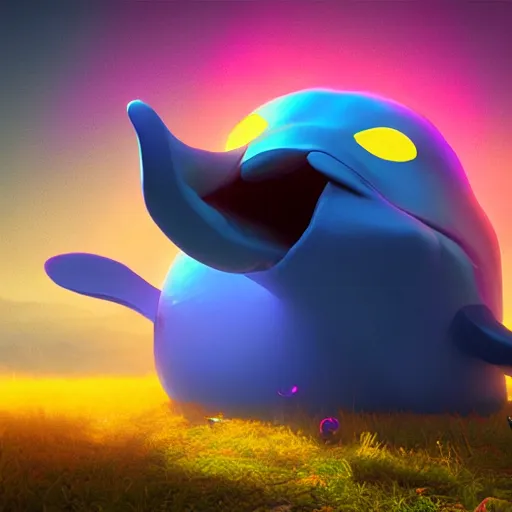 Image similar to a colourful wise magic whale, digital art, unreal engine, epic lighting, amazing, dreamlike, 3d render