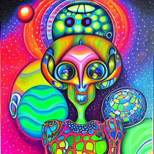 Image similar to a hyper realistic painting of an alien disco, by jeremiah ketner, highly detailed, vivid color,