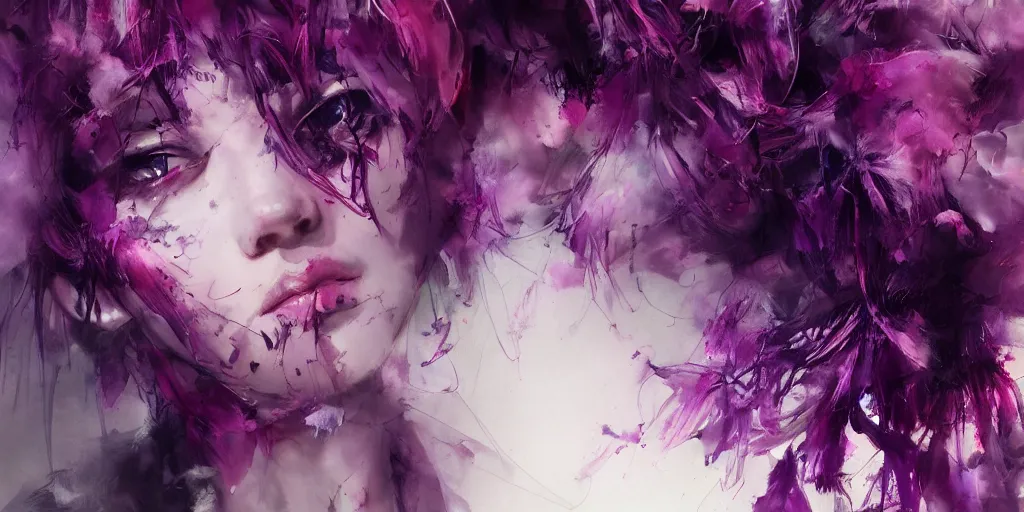 Prompt: purple frosty flowers from high times by yoji shinkawa, katayama bokuyo, agnes cecile, concept art, vibrant colors, 8 k