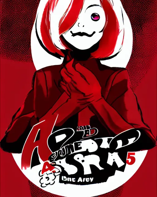 Image similar to An old lady with red skin, red skin, red skinned, in the style of Persona 5, Persona 5, Persona 5 artwork