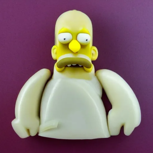 Prompt: ivory tusk carved in the shape of homer simpson