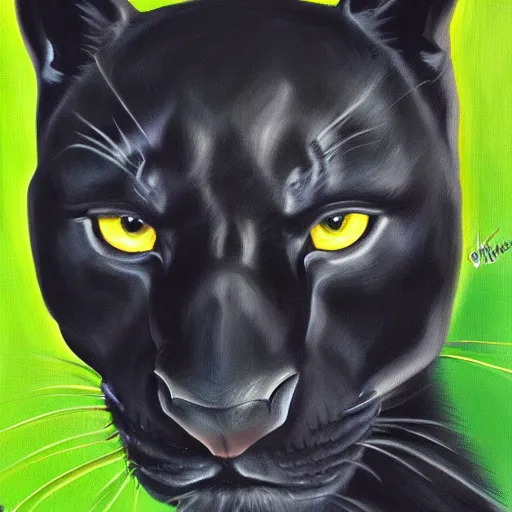 Prompt: a black panther, oil painting, digital art, 4k