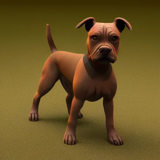 Prompt: 3 d model of a staffordshire terrier, octane render, raytraced