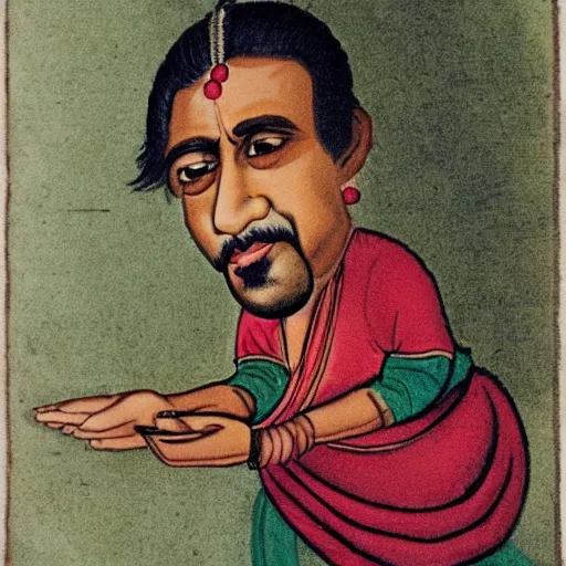 Prompt: A caricature of an indian man with big ears