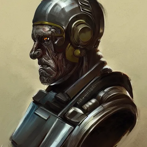 Prompt: A portrait of brutal soviet granddad cyborg by Edurard Nabiullin, Trending on artstation.